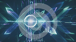 Futuristic Data Visualization with Global Connectivity and Geometric Elements